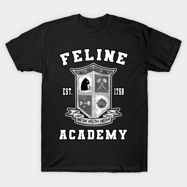 Feline Academy BW T-Shirt by Ashmish